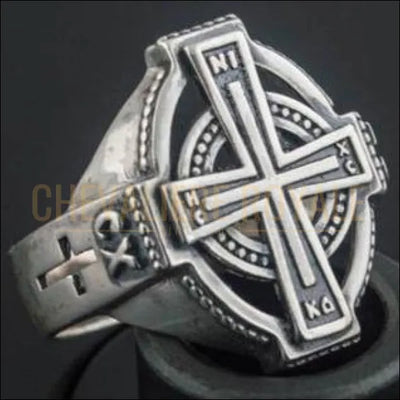 Chevalière homme argent artisanale Jésus Christ Symbole Croix