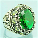 Chevalière homme argent artisanale pierre couleur jaune-vert vif