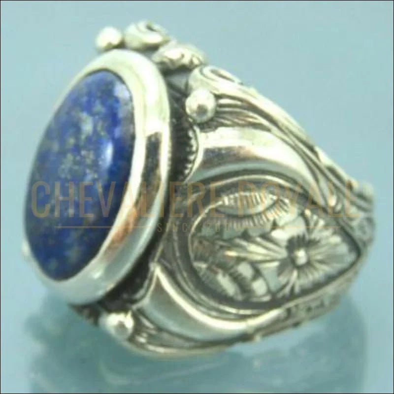 Chevalière homme argent artisanale Pierre des cieux lapis lazuli