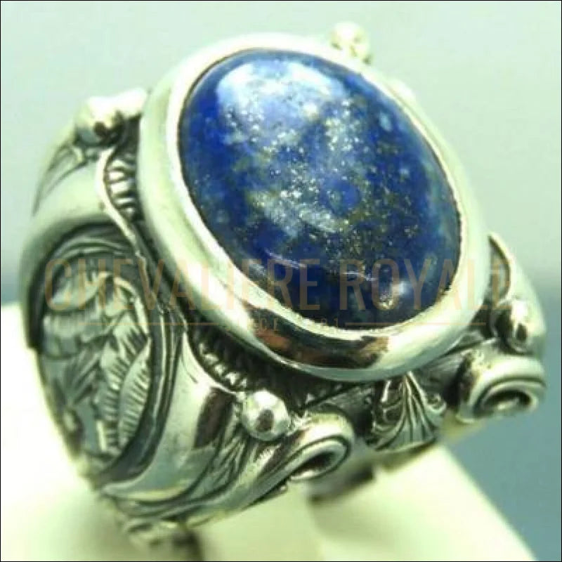 Chevalière homme argent artisanale Pierre des cieux lapis lazuli