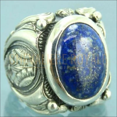 Chevalière pour homme argent artisanale Pierre des cieux lapis lazuli