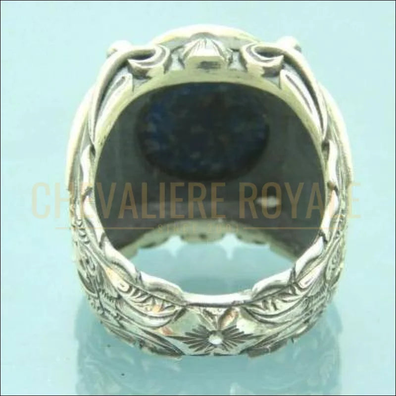 Chevalière pour homme en argent artisanale Pierre des cieux lapis lazuli