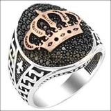 Chevalière homme argent aspect noble et royal haut en couleur