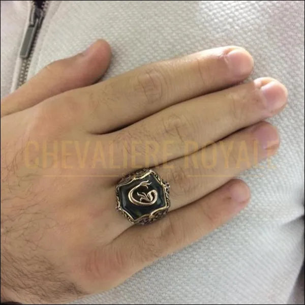 Chevalière homme argent authentique motif tulipe İHİÇ (EY1255) - Chevalière Royale 