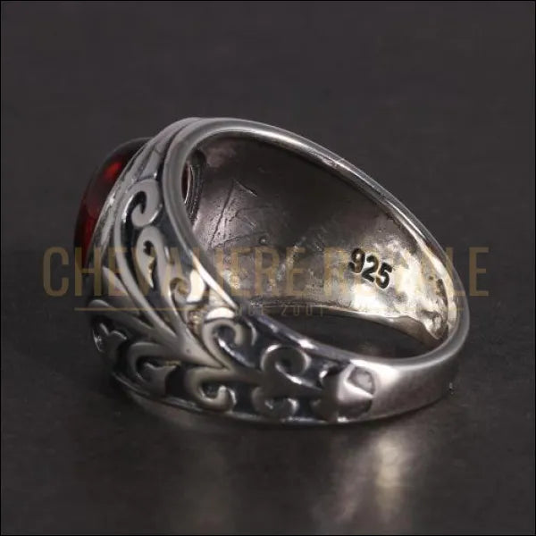 bague-chevaliere-homme-argent-925-avec-pierre-grenat-rouge