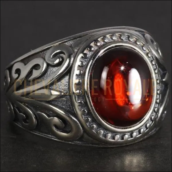 bague-chevaliere-homme-argent-avec-pierre-grenat-rouge