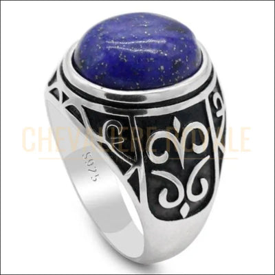 Chevalière homme argent avec Lapis Lazuli 12*14 mm (9 gr) pas cher massif