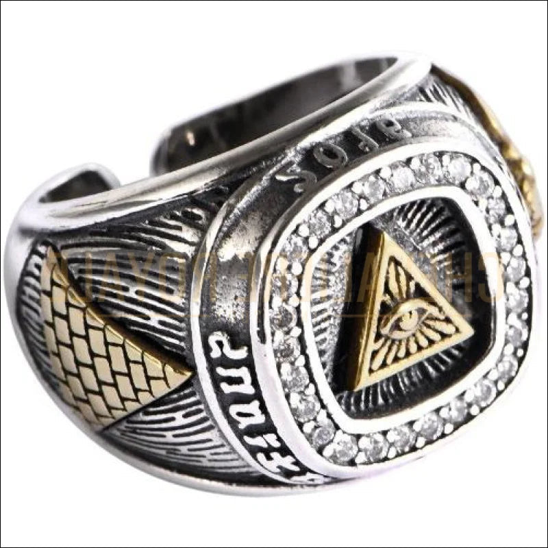 Chevalière homme argent avec l’œil du dieu faucon horus