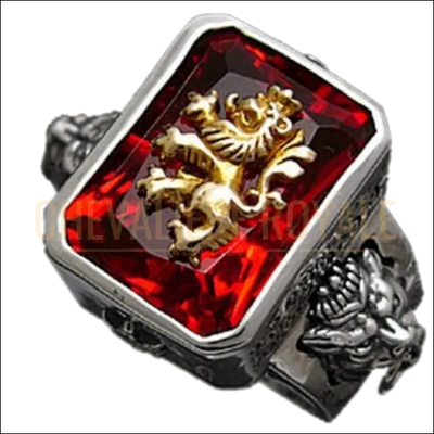Chevalière homme argent avec motif lion style gitan et grosse pierre : Un bijou audacieux et élégant- Chevaliere Royale