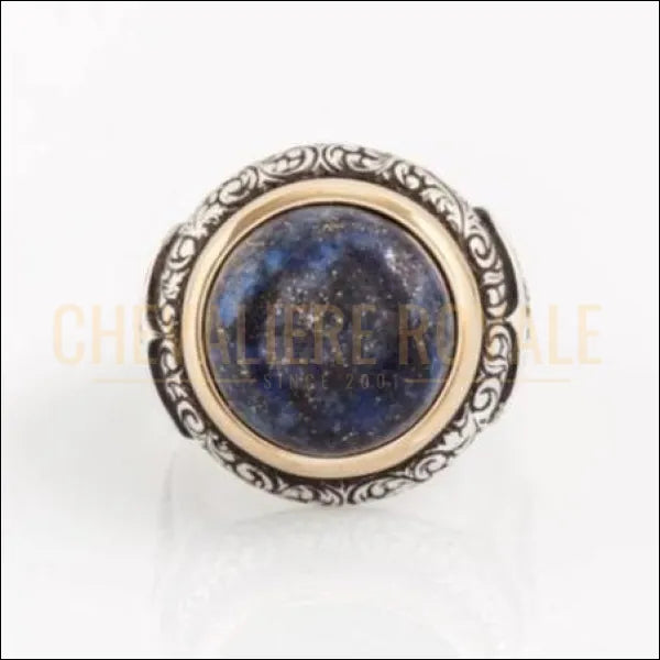 Chevalière En Argent 925 Avec Lapis-lazuli - Bijou Vintage XXe Siècle