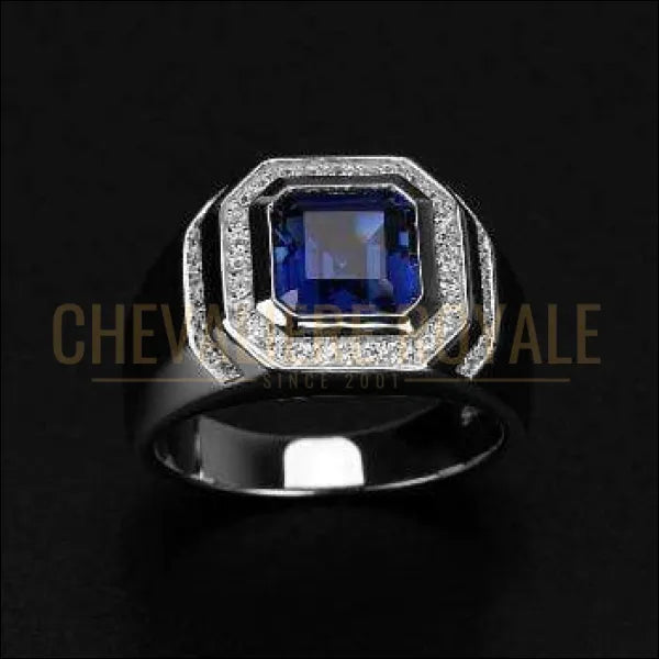 Chevalière Royale - bague homme argent avec pierre saphir synthétique bleu  bijou