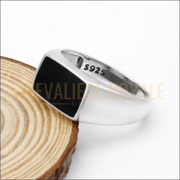 Chevaliere homme argent la pierre d obsidienne Chevaliere Royale