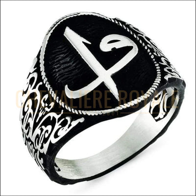 Chevalière homme argent black alphabet arabe la servitude - Chevalière Royale 