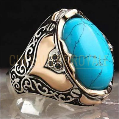 Chevalière homme argent conçue avec la miraculeuse pierre turquoise