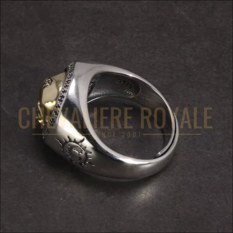 Chevalière homme argent confortable design crâne dominateur