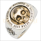 Chevalière homme argent confortable design crâne dominateur