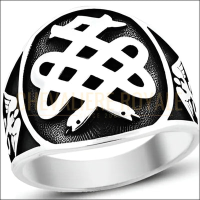 Chevalière homme argent double serpent la mythologie grecque - Chevalière Royale 