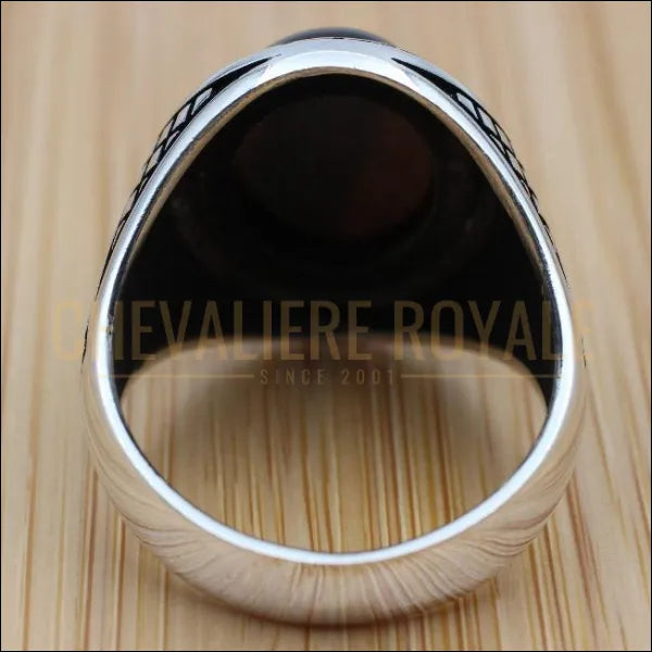 Bague Chevalière argent homme  masculine  pierre œil de tigre