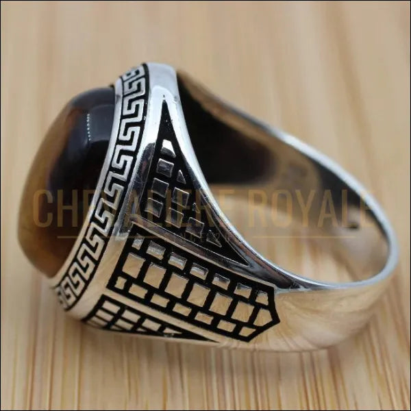 Bague Chevalière argent très masculine  pierre œil de tigre