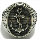 Chevalière homme argent estampillé 925 ancre marine look antique 