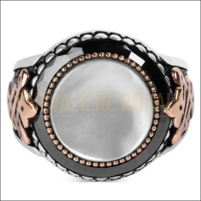 Chevalière homme argent exclusive en nacre de forme ronde