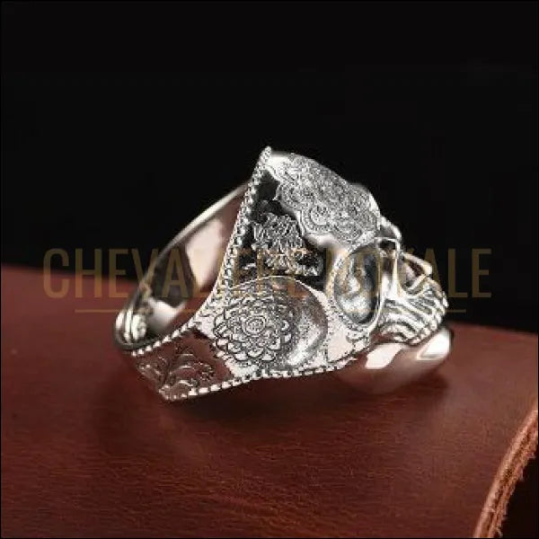 Chevaliere Royale- bague homme argent gothique masque crâne tête humaine pas cher punk bijou