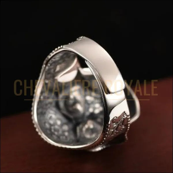 Chevaliere Royale- bague homme argent gothique masque crâne tête punk taille ajustable humaine