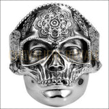 Chevalière homme argent gothique masque crâne tête humaine