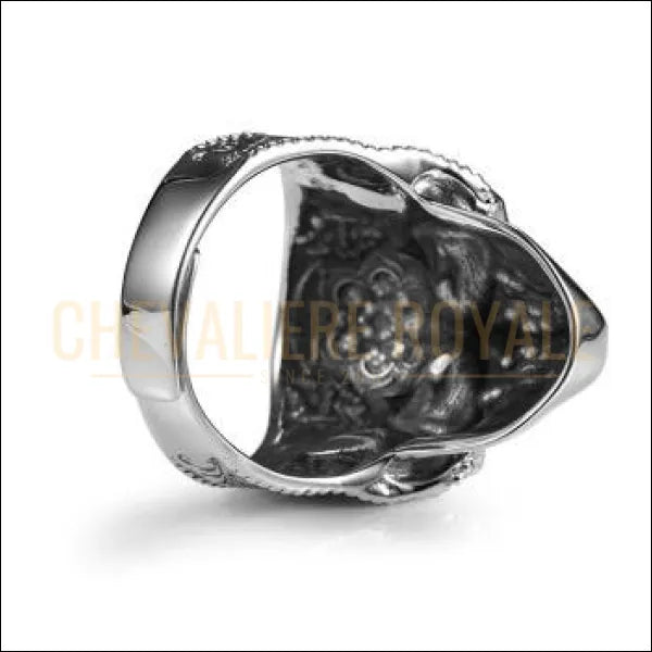 Chevaliere Royale- bague homme argent gothique masque crâne tête humaine haute qualité punk