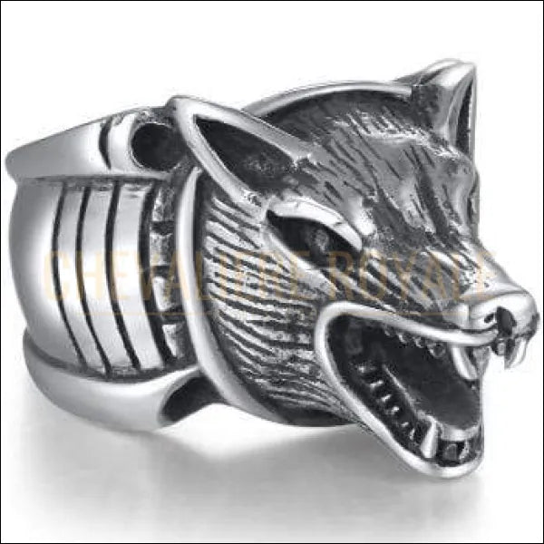 Chevaliere Royale - bague homme argent gothique pouvoir du loup hurlant