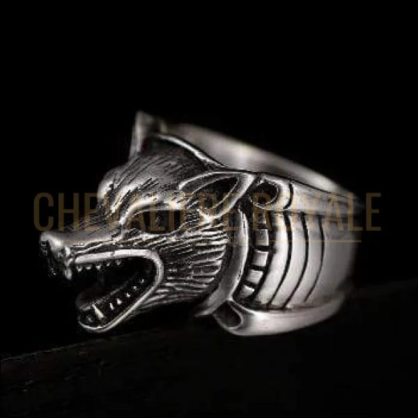 Chevaliere Royale - bague homme argent gothique pouvoir du loup hurlant biker punk 