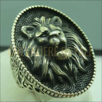 Chevalière homme argent le roi des chats tête de lion sculpté 