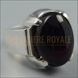 Chevalière homme argent massif avec agate cornaline rouge