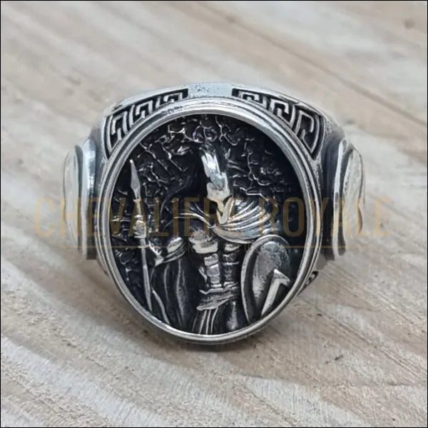 Chevalière POUR homme argent massif design guerrier spartiate