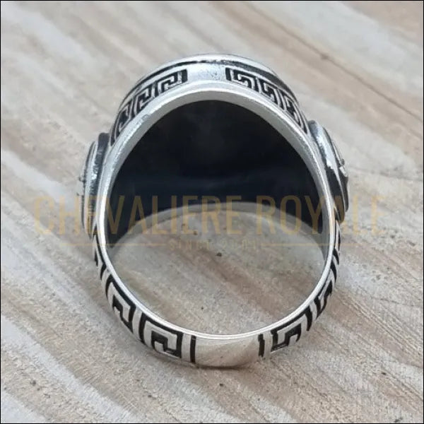 Chevalière pour homme en argent massif design guerrier spartiate couleur argent