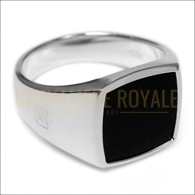 Chevalière Homme Argent Massif Onyx Noir - Élégance Ténébreuse-chevaliere royale - 