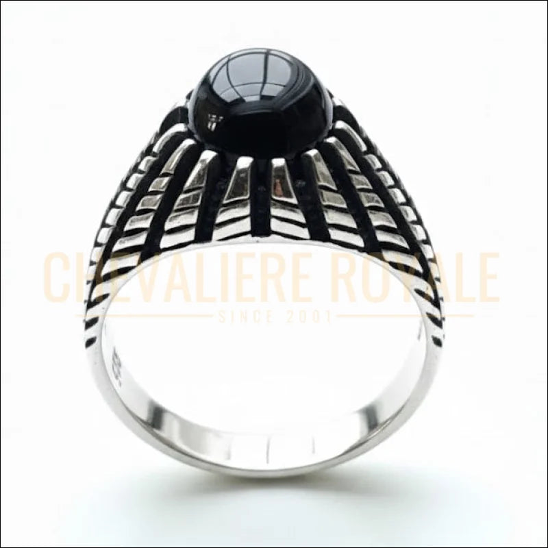 Chevalière homme argent massif sertie d’une pierre agate