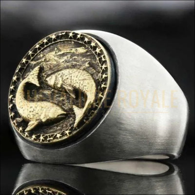 Chevalière homme argent massif zodiaque poisson horoscope