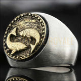 Chevalière homme argent massif zodiaque poisson horoscope