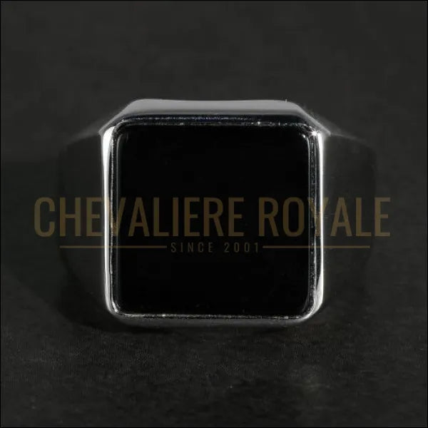 Chevaliere royale pour hommes argent noire rayonne de force et de puissance