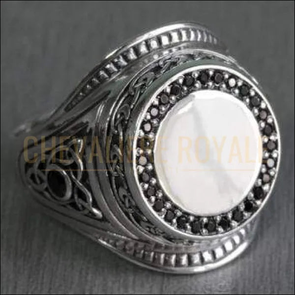 Chevalières hommes en argent non plaqué style celtique avec pierres zircon