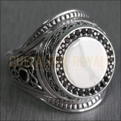 Chevalières hommes en argent non plaqué style celtique avec pierres zircon
