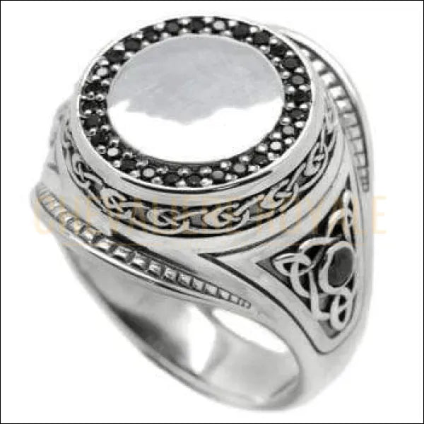 Chevalière homme argent non plaqué style celtique avec pierres zircon