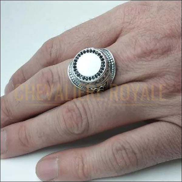 Chevalière hommes en argent non plaqué style celtique avec pierres zircon