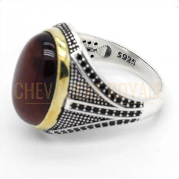 Chevalière homme argent ornée petites pierres d'onyx