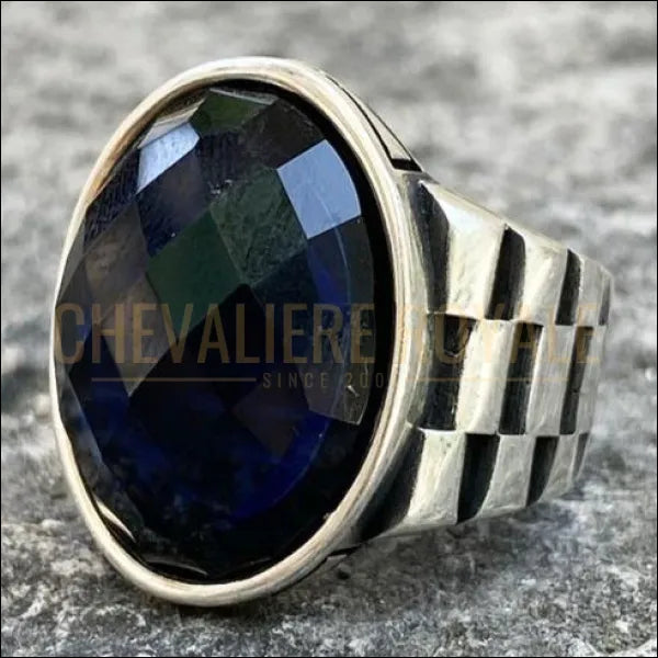 Bague Chevalière homme argent ornée d'une pierre zircon 11 gr