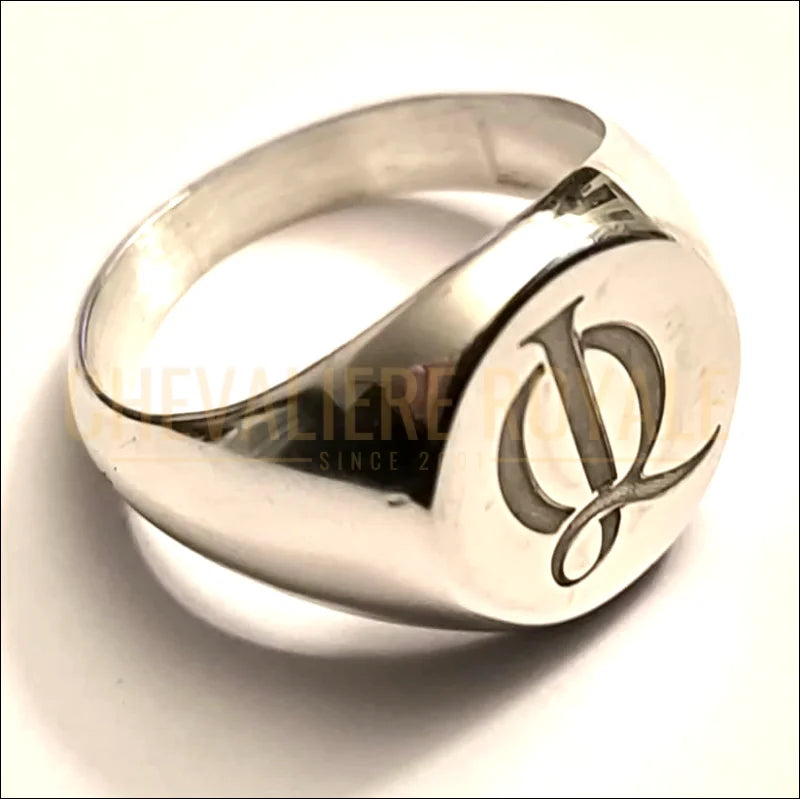 Chevalière ronde en argent personnalisée unisexe Chevalière Royale