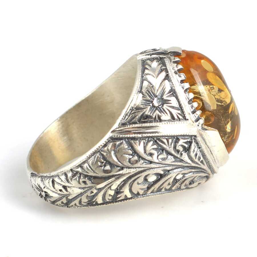 Chevalière homme plaquée or la puissance du soleil et de citrine