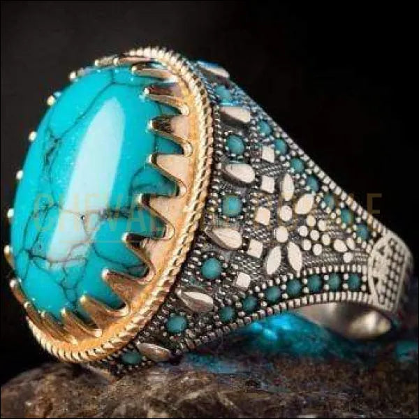 Chevaliere Homme Argent Proprietes Turquoise Chevaliere Royale