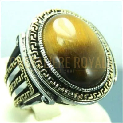 Chevalière homme argent pierre œil de tigre unique et inimitable